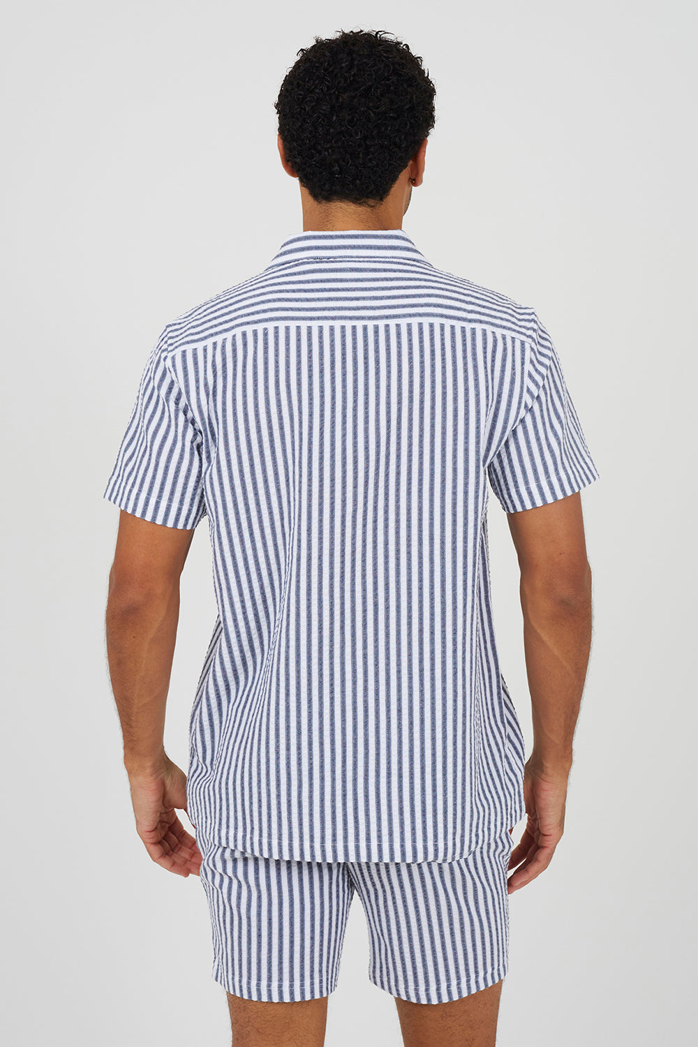 Brave Soul Navy Cotton Revere Collar Short Sleeve Shirt - Navy Image 2