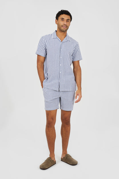 Brave Soul Navy Cotton Revere Collar Short Sleeve Shirt - Navy Image 3