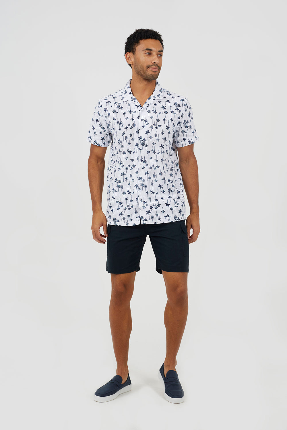Brave Soul White Printed Revere Collar Shirt - White Image 3