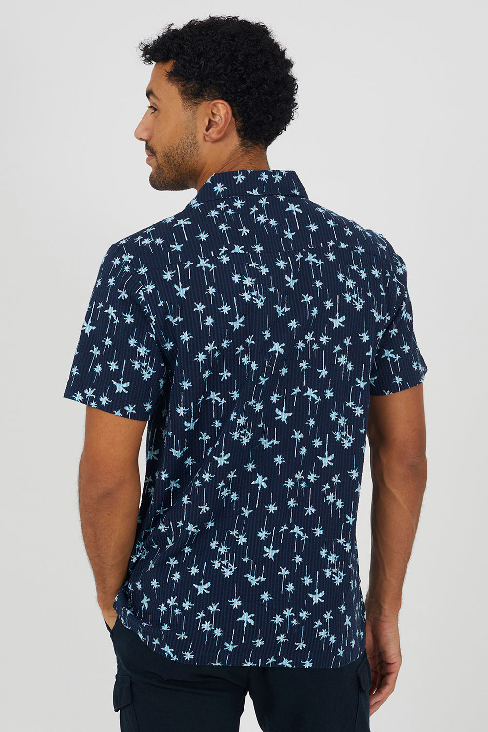 Brave Soul Navy Printed Revere Collar Shirt - Navy Image 2