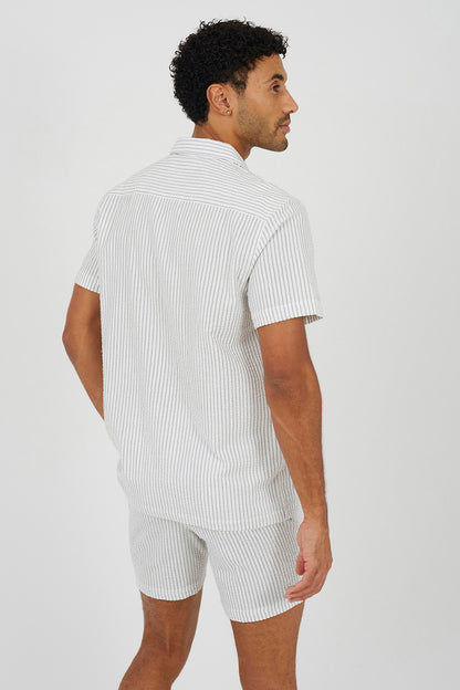 Brave Soul Ecru Striped Revere Collar Shirt - Ecru Image 2