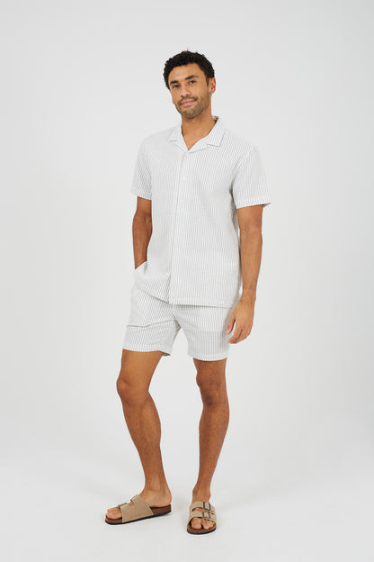 Brave Soul Ecru Striped Revere Collar Shirt - Ecru Image 3