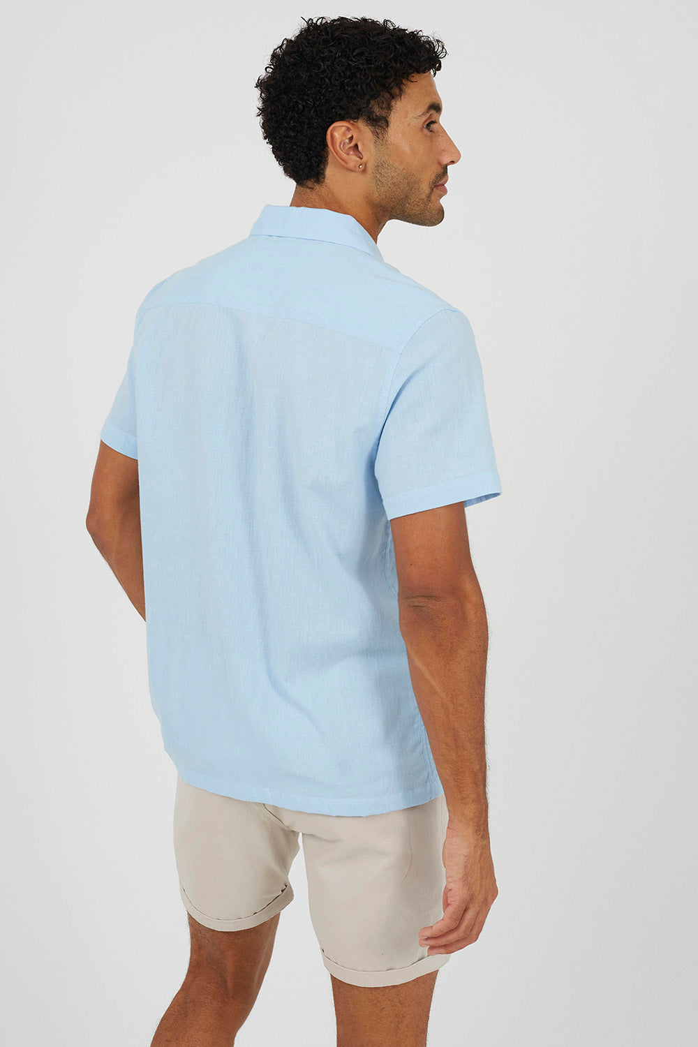 Brave Soul Light Blue Revere Collar Shirt - Light Blue Image 2