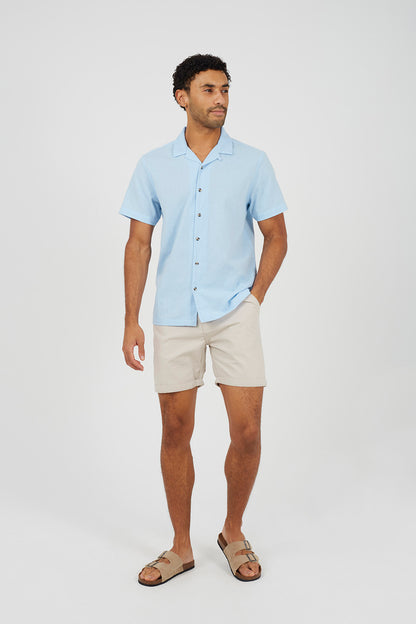 Brave Soul Light Blue Revere Collar Shirt - Light Blue Image 3