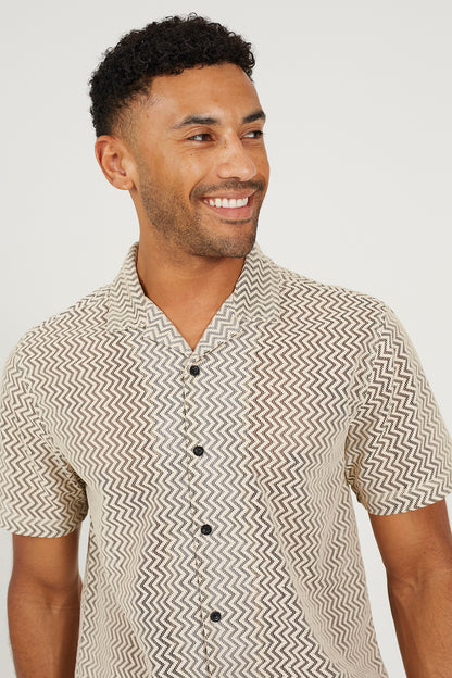 Brave Soul Black Revere Collar Short Sleeve Shirt - Black Image 4