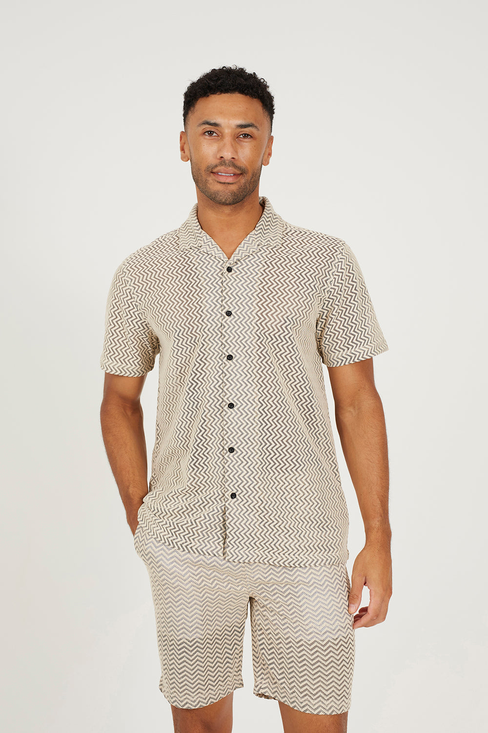 Brave Soul Black Revere Collar Short Sleeve Shirt - Black Image 1