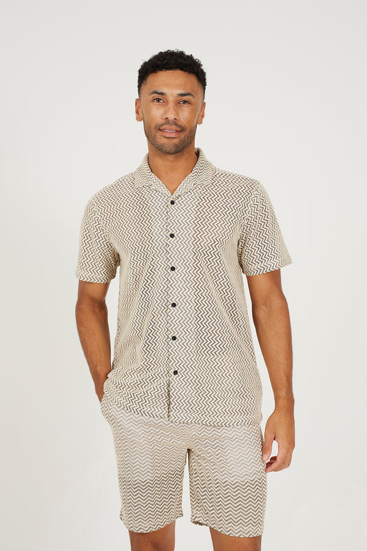 Brave Soul Black Revere Collar Short Sleeve Shirt - Black Image 1