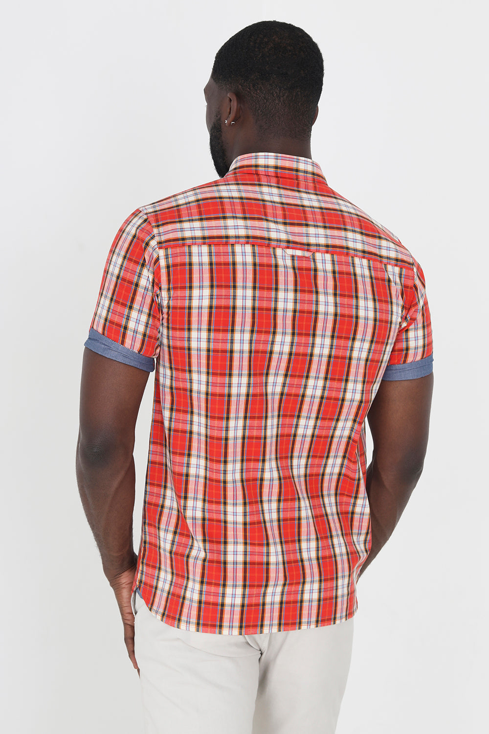 Brave Soul Red Cotton Short Sleeve Check Shirt - Red Image 2