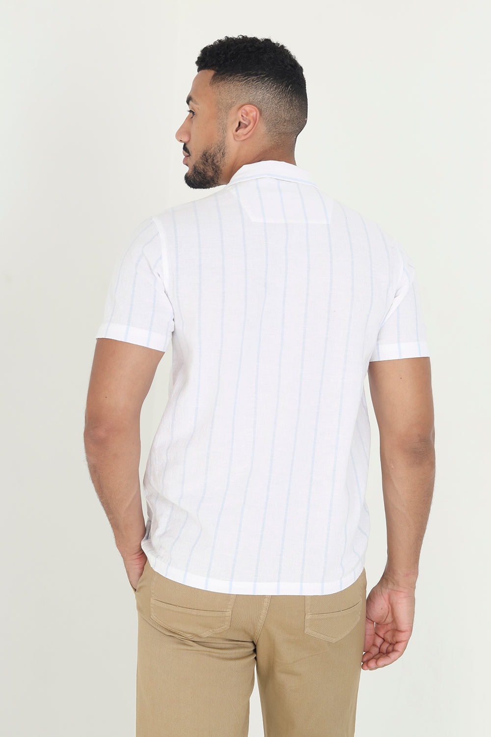 Brave Soul White Cotton Short Sleeve Stripe Shirt With Linen - White Image 2