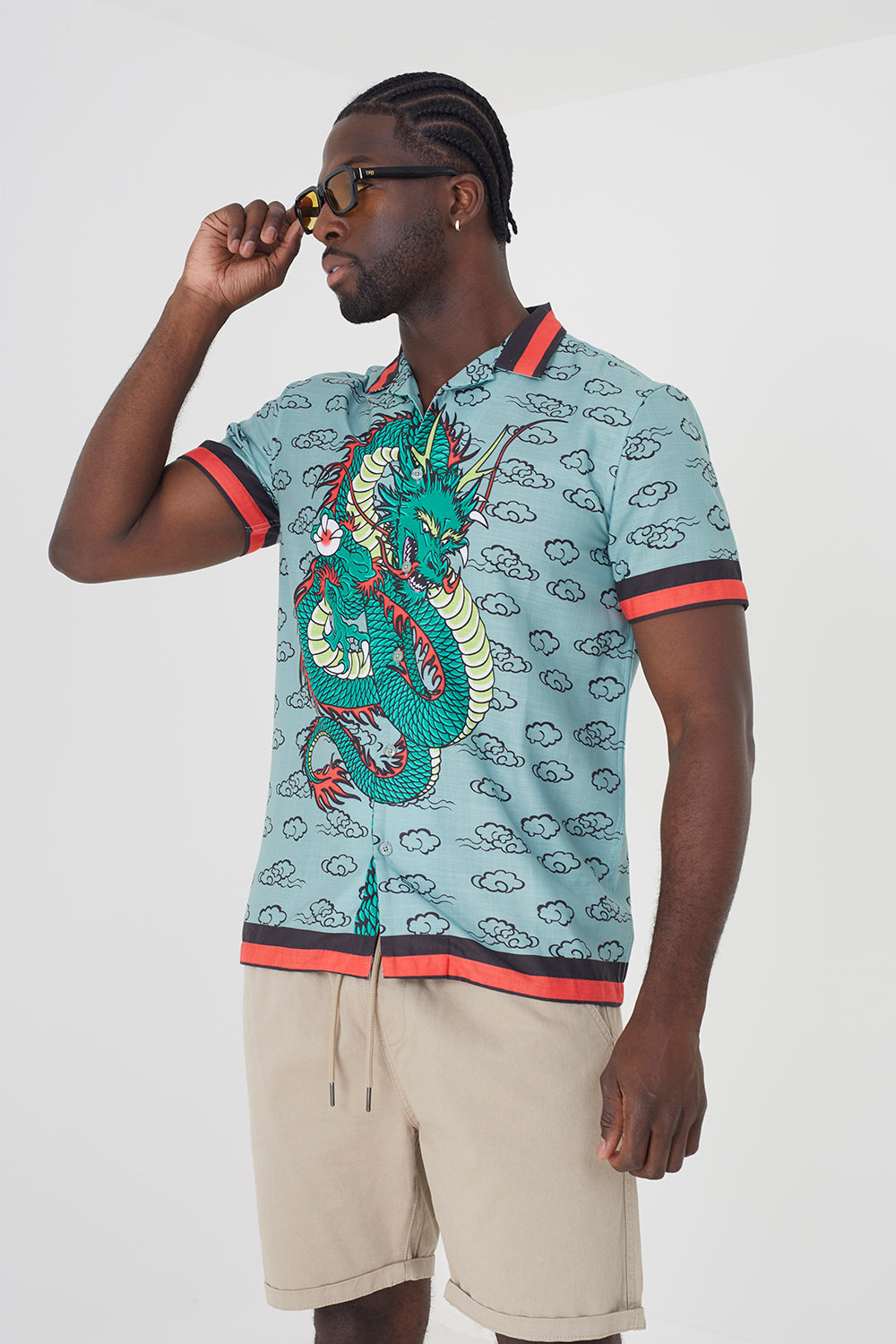 Brave Soul Pale Green Graphic Print Short Sleeve Shirt - Pale Green Image 1
