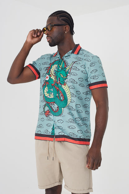 Brave Soul Pale Green Graphic Print Short Sleeve Shirt - Pale Green Image 1