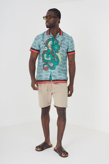 Brave Soul Pale Green Graphic Print Short Sleeve Shirt - Pale Green Image 3