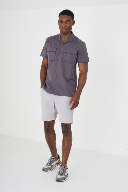 Brave Soul Grey Revere Collar Shirt - Grey Image 3