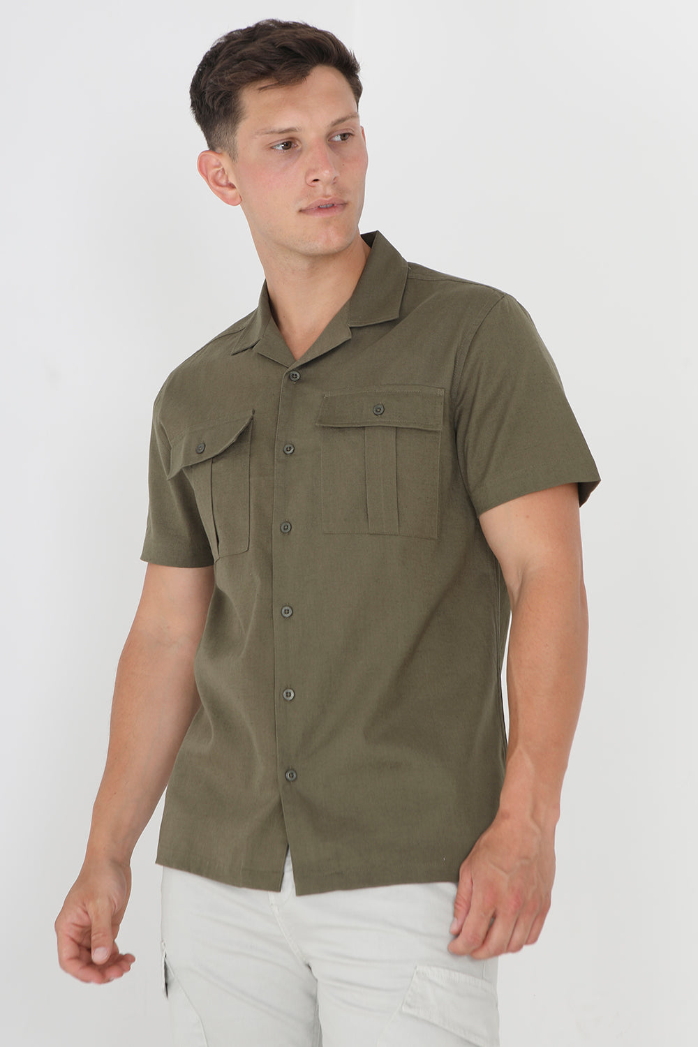 Brave Soul Khaki Short Sleeve Shirt - Khaki Image 1