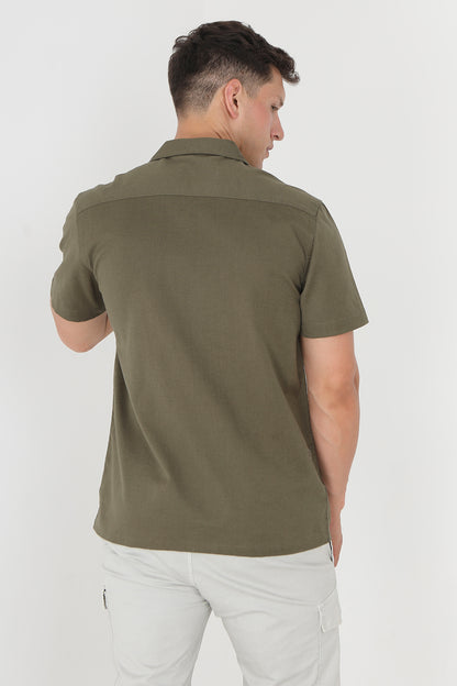 Brave Soul Khaki Short Sleeve Shirt - Khaki Image 2