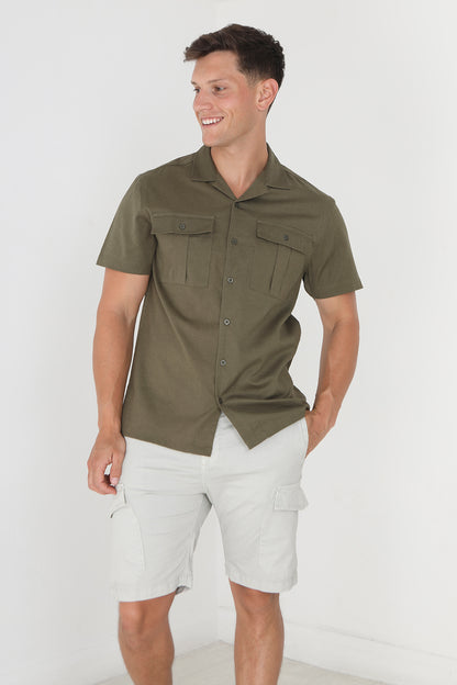Brave Soul Khaki Short Sleeve Shirt - Khaki Image 3