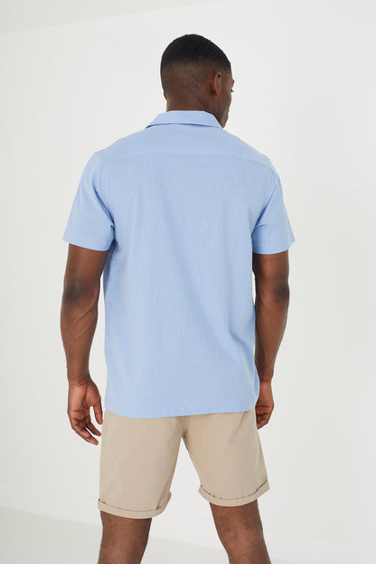 Brave Soul Baby Blue Short Sleeve Shirt - Baby Blue Image 2