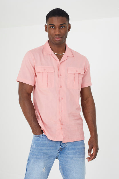 Brave Soul Pink Short Sleeve Shirt - Pink Image 1