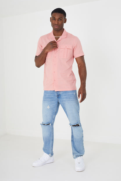 Brave Soul Pink Short Sleeve Shirt - Pink Image 3