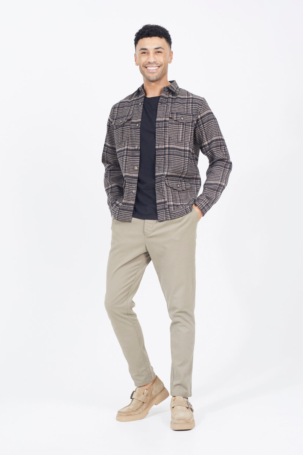Brave Soul Black Cotton Blend Long Sleeve Check Shirt - Black Image 3