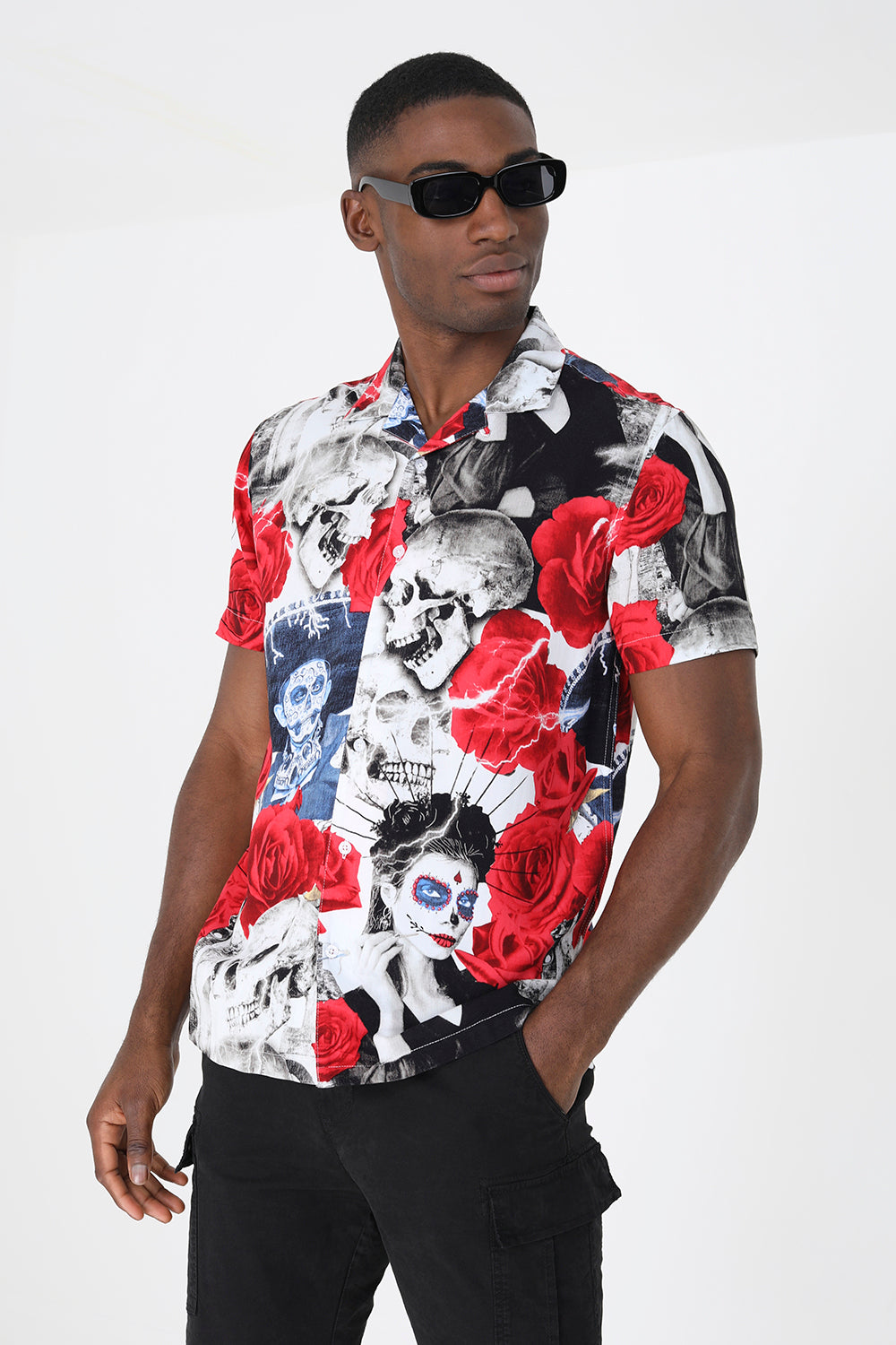 Brave Soul White Revere Collar Print Shirt - White Image 1