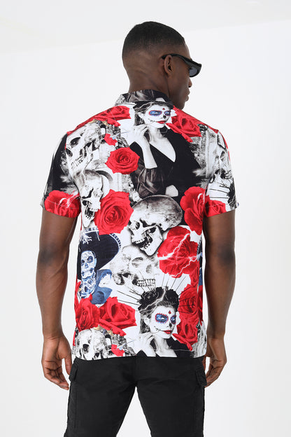 Brave Soul White Revere Collar Print Shirt - White Image 2