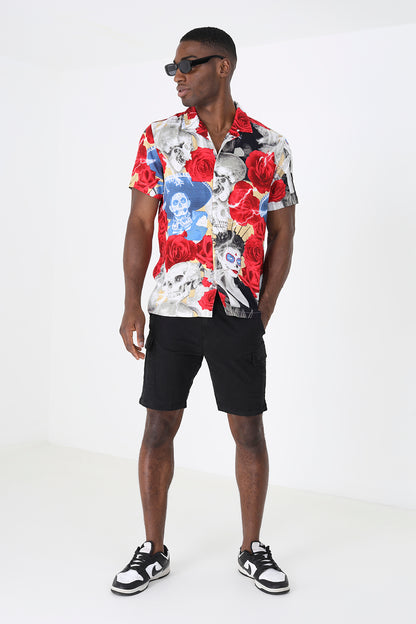 Brave Soul White Revere Collar Print Shirt - White Image 3