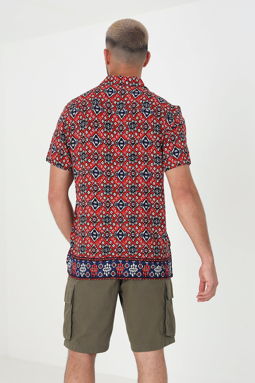 Brave Soul Red Revere Collar Print Shirt - Red Image 2