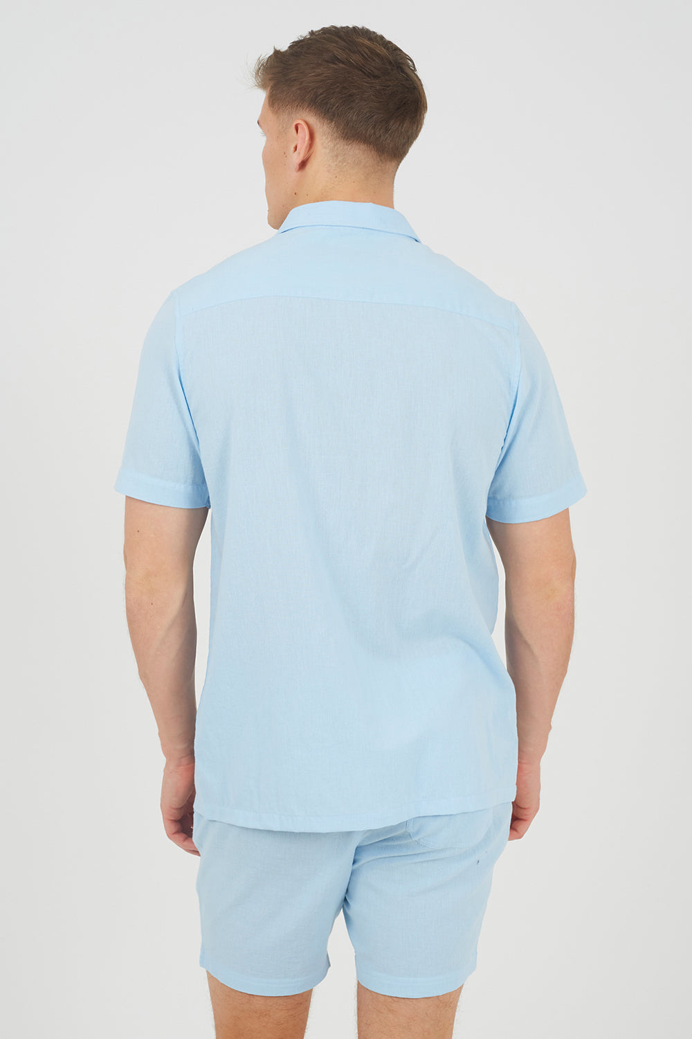 Brave Soul Light Blue Short Sleeve Button-Up Shirt with Chest Pocket - Light Blue Image 2