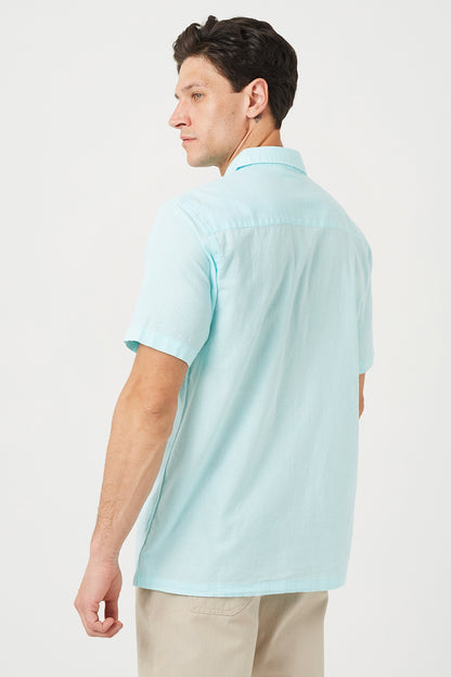 Brave Soul Mint Short Sleeve Button-Up Shirt with Chest Pocket - Mint Image 2
