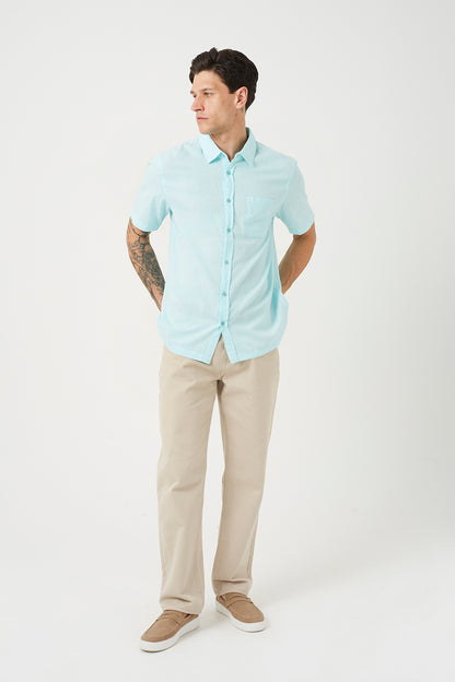Brave Soul Mint Short Sleeve Button-Up Shirt with Chest Pocket - Mint Image 3