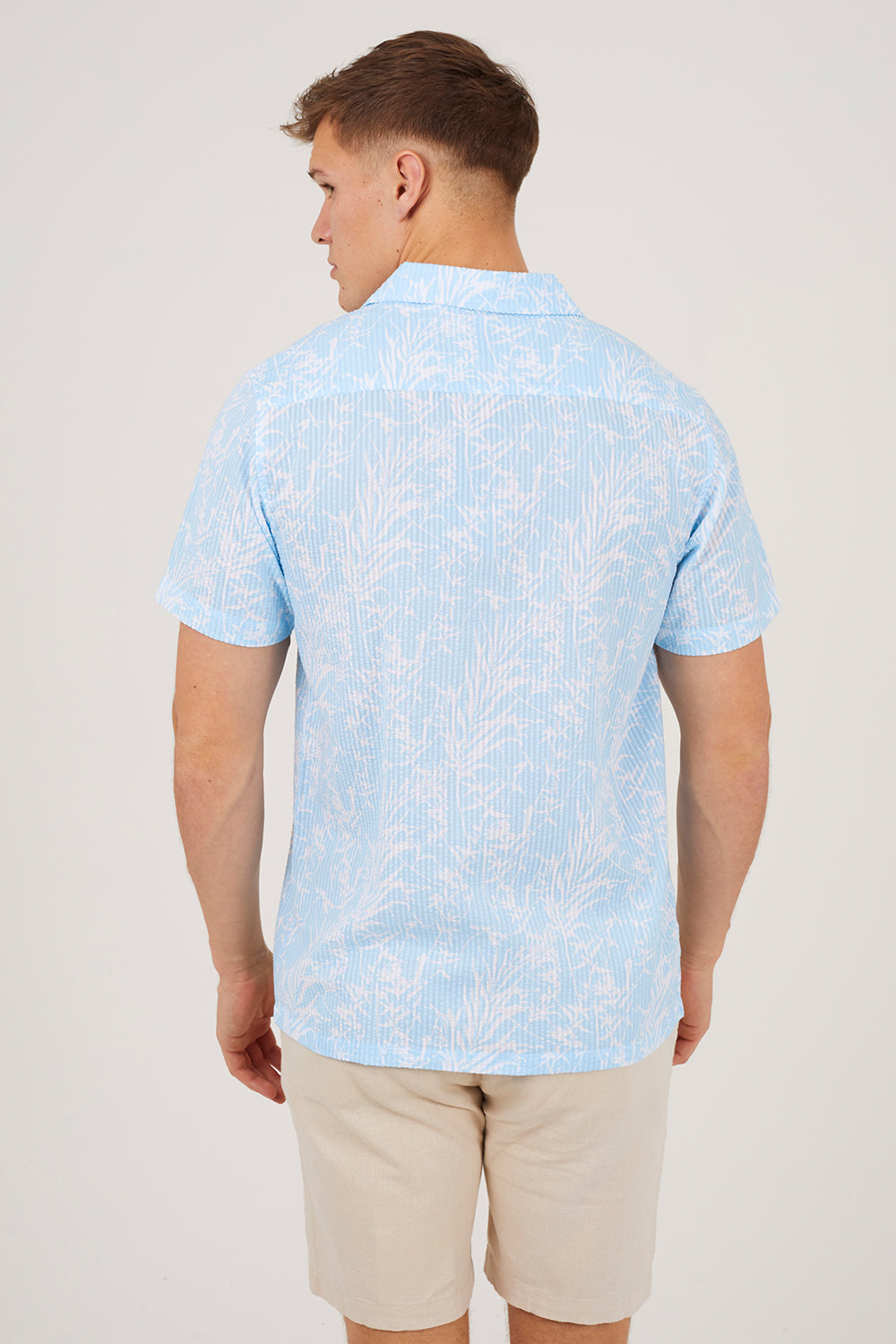 Brave Soul Light Blue Printed Revere Collar Shirt - Light Blue Image 2