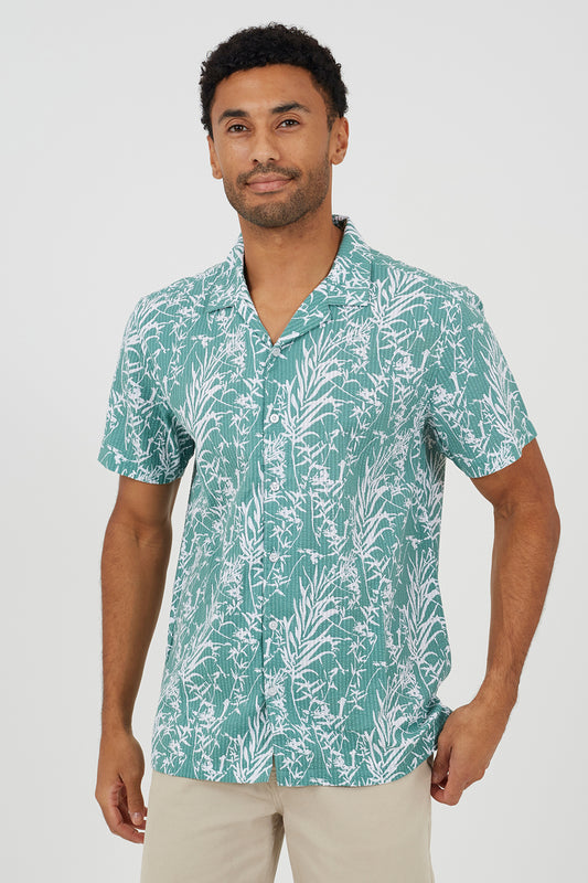Brave Soul Green Printed Revere Collar Shirt - Green Image 1