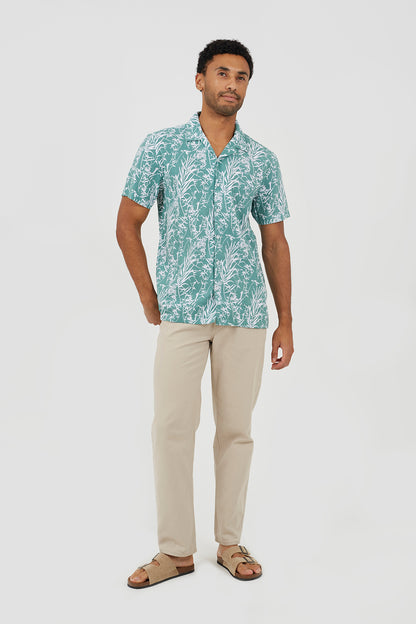 Brave Soul Green Printed Revere Collar Shirt - Green Image 3
