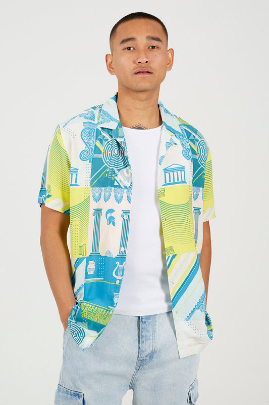Brave Soul White Revere Collar Graphic Print Shirt - White Image 1