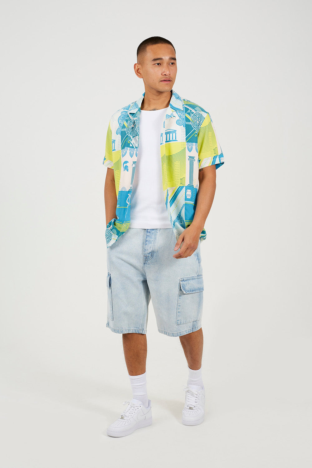 Brave Soul White Revere Collar Graphic Print Shirt - White Image 3