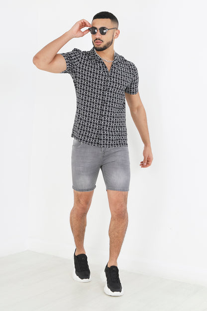 Brave Soul Black Short Sleeve Geometric Print Shirt - Black Image 3