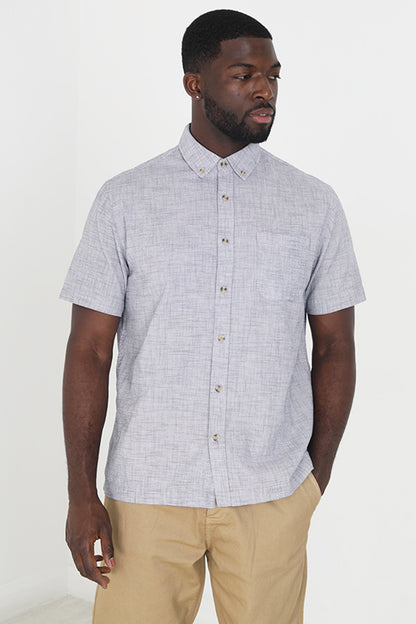 Brave Soul Navy Short Sleeve Cotton Shirt - Navy Image 1