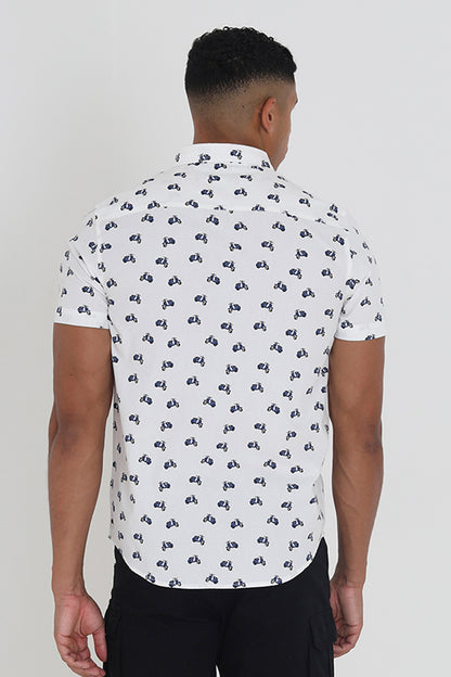 Brave Soul Ecru Cotton Short Sleeve Print Shirt - Ecru Image 2