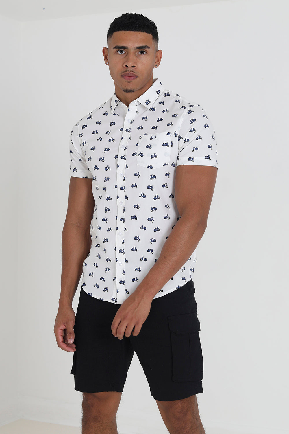 Brave Soul Ecru Cotton Short Sleeve Print Shirt - Ecru Image 3