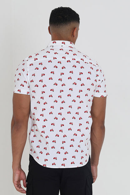 Brave Soul Promo White Cotton Short Sleeve Print Shirt - White Image 2