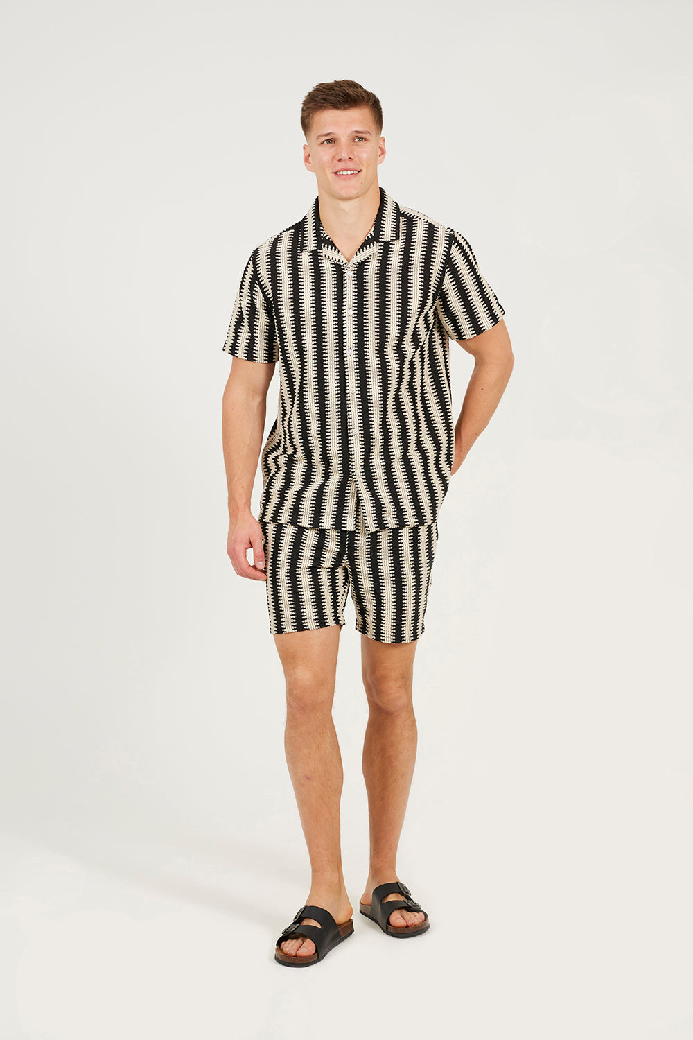 Brave Soul Black Striped Revere Collar Shirt - Black Image 3