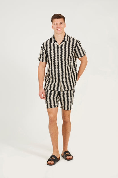 Brave Soul Black Striped Revere Collar Shirt - Black Image 3
