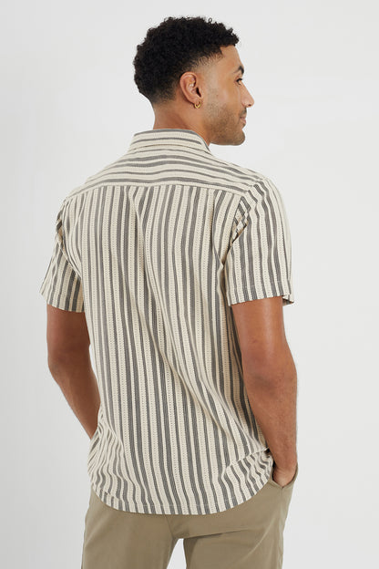 Brave Soul Ecru Striped Woven Shirt - Ecru Image 2