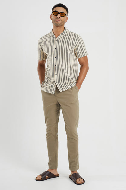 Brave Soul Ecru Striped Woven Shirt - Ecru Image 3
