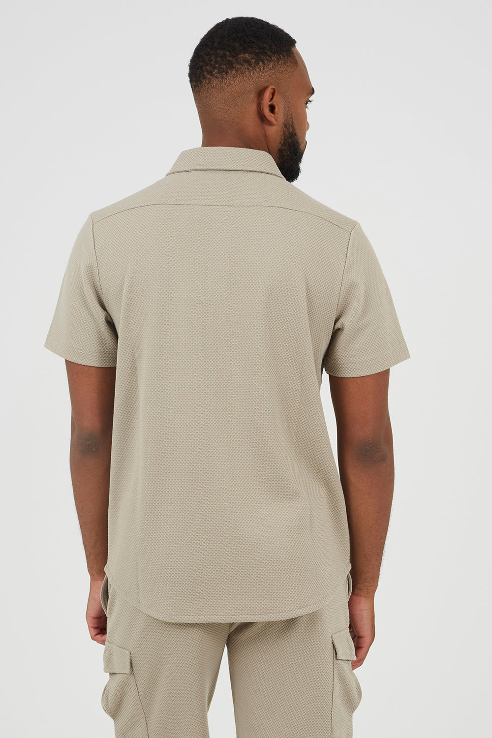 Brave Soul Light Sand Textured Short Sleeve Shirt - Light Sand Image 2