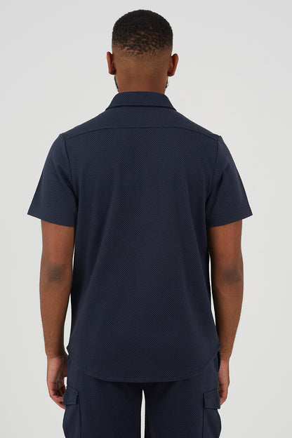 Brave Soul Navy Textured Short Sleeve Shirt - Navy Image 2