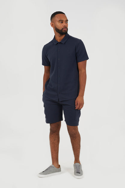 Brave Soul Navy Textured Short Sleeve Shirt - Navy Image 3