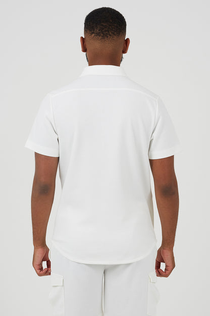 Brave Soul Cream Short Sleeve Textured Shirt - Cream Image 2