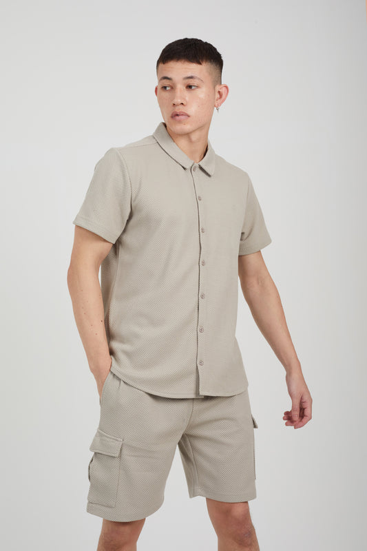 Brave Soul Pale Green Short Sleeve Textured Shirt - Pale Green Image 1